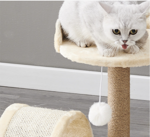 All-in-one beige kattenklimrek en -nest, modern klassiek, levensecht <span class=keywords><strong>sisal</strong></span> speeltunnel voor katten - Product Image 4
