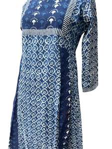 ชุดเดรสคุर्ติผ้าฝ้ายพิมพ์ลายครามสำหรับผู้หญิง ดีไซน์ทันสมัย ลายพื้นเมืองแบบดั้งเดิม เนื้อผ้านุ่ม ใส่ได้ทุกวัน - Product Image 3