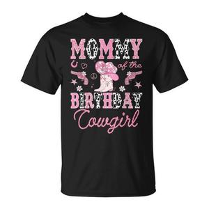 T-shirt 'Mommy of the Birthday Cowgirl' con Stivali Rosa da Rodeo per Eventi Promozionali - Product Image 1