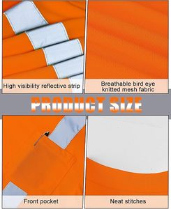 Ropa DE TRABAJO Camiseta DE SEGURIDAD Venta al por mayor Directo de fábrica Precio barato Camisa DE SEGURIDAD reflectante de alta visibilidad con bolsillo frontal - Product Image 6