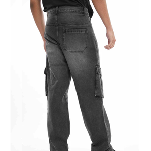 กางเกงยีนส์ล้างได้สไตล์วินเทจสำหรับผู้ชายกางเกงยีนส์ล้างได้แบบแบ็กกี้ขากว้างโลโก้ตามสั่ง - Product Image 6