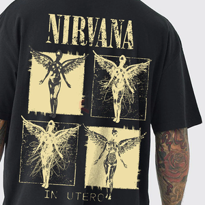 เสื้อยืดโอเวอร์ไซส์ผ้าคอตตอน100% พิมพ์ลายดิจิตอล DTG หมุดโลหะปะต่อไม่สม่ำเสมอเสื้อยืดสตรีทแวร์ - Product Image 3