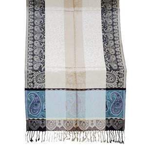 Jamavar ผ้าคลุมไหล่อินเดียลายทางแบบกลับด้านได้ทำจากผ้าไหมแท้ลายทางแบบหรูหรา kaskol bufanda echarpe scialle สำหรับยาว - Product Image 3