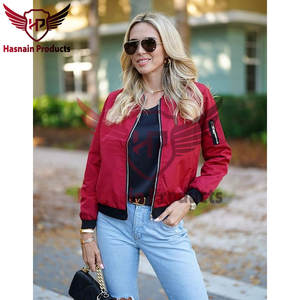 Chaqueta cortavientos con cremallera de piel de oveja de talla grande para mujer, abrigo corto transpirable a la moda con bolsillos, bonito estilo bombardero de satén para correr - Product Image 2