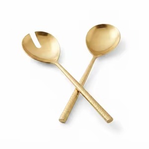 Ensemble de couverts de fête en métal doré brillant, durable et lavable au lave-vaisselle, pour salade - Product Image 6