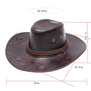 Gran oferta 2025, sombrero de cuero de vaquero Unisex, nueva moda, más Popular entre los adultos jóvenes, Material de PU de tamaño personalizado para venta al por mayor - Product Image 3