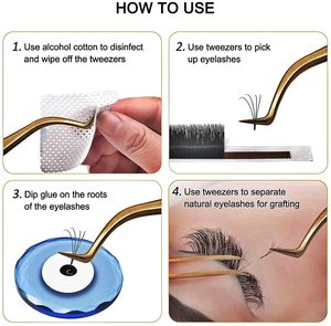 Pince à épiler de précision antistatique en acier inoxydable plaqué or de haute qualité, kit d'extension de cils à marque privée - Product Image 5