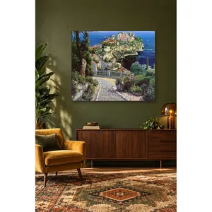 Impresión en lienzo de Fida Stone Path to Seaside Fortress Town - Product Image 1