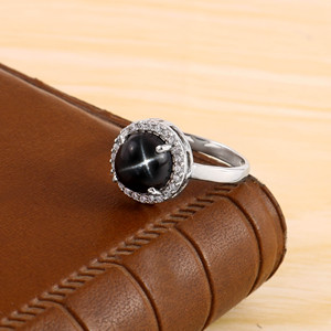 Bán Buôn Sang Trọng 925 Sterling Silver Bạc Đồ Trang Sức Mỹ Màu Đen Sao Sapphire Nhẫn Phụ Nữ Engagement Wedding Featuring Kim Cương Ngọc Trai Chính - Product Image 4
