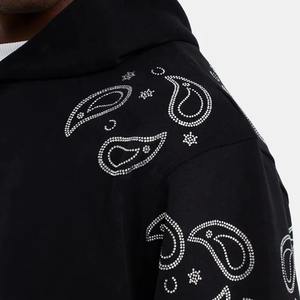 Stylish Streetwear Pullover Winter Sparkling Crystal Design High Quality Wholesale 100% Cotton Fleece Embroidered <b>Hoodies</b> - Product Image 4