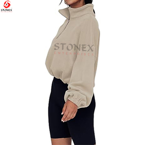 Meilleure vente de haute qualité à la mode décontracté hiver sweat quart fermeture éclair goutte épaule et conception surdimensionnée avec doublure - Product Image 3