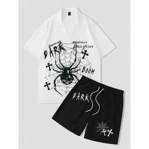 เสื้อพิมพ์ลายแขนสั้นสำหรับผู้ชายเสื้อแนวสตรีทผ้าคอตตอน100% - Product Image 1