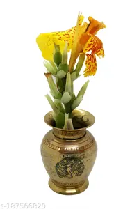 Florero de latón antiguo multicolor, florero de maceta de latón, florero decorativo de flor de latón hermoso - Product Image 3