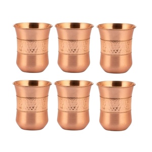 Pure <b>Copper</b> Hammered Glass 250 ml <b>Copper</b> Tumbler Hammered Finish Immunity Booster <b>Copper</b> Anniversary Gift - Product Image 1