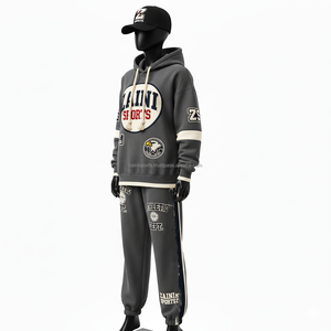 ชุดวอร์มผ้าฟลีซหนาสำหรับผู้หญิงวัสดุเนื้อหนาและแผ่นสีเบจชุดวอร์มสไตล์แพทช์ปักลายได้ตามต้องการขนาดใหญ่พิเศษ - Product Image 4