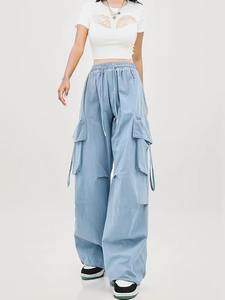 Top Trending Summer Cargo Pants Mujer Premium 100% Algodón orgánico Multi-Pocket Jogger Pantalones transpirables para mujer - Product Image 3