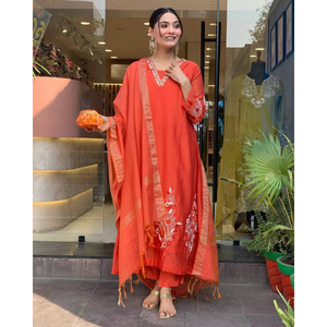 ชุดสูทผ้าฝ้ายแบบดั้งเดิมของผู้หญิงความยาวพื้นพอดีปกติสีสดใสด้วยวัสดุรีไซเคิลสำหรับฤดูร้อนฤดูหนาว - Product Image 4