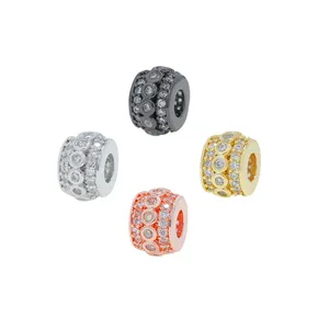 高品质镀金氧化锆圆形微铺路珠宝制作套件用品垫片手镯制作散珠