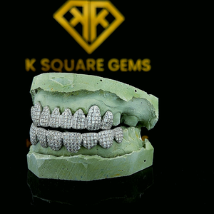 Personnalisé 925 Sterling Silver Unisex VVS Clarity Diamond Moissanite Brilliant Cut Hip Hop Grillz Teeth Pattern Bijoux à la mode - Product Image 1