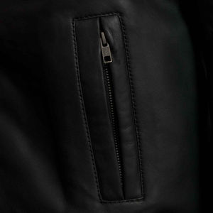 Chaqueta de cuero de talla grande para hombre, elegante y a la moda, cuero de grano completo de alta calidad con cuello de plumón real y cierre seguro - Product Image 3