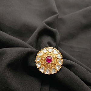 Bague réglable élégante à la mode belle finition antique en or bague réglable polonaise pour femmes et filles vêtements de fête - Product Image 1