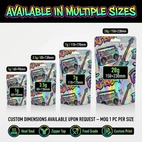 Sacs Mylar Pop-Freeze imprimés avec logo personnalisé, gravure, 1g 3.5g 7g 14g 28g, refermables, pochettes verticales Mylar
