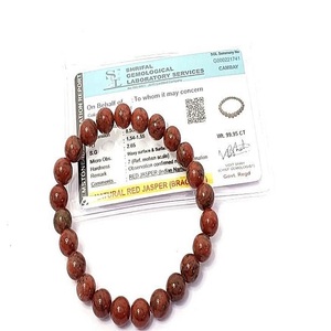 Bracelet élastique en jaspe rouge certifié 8mm Cristal semi-précieux Agate Chakra Style de guérison Carte de certificat Matériau en pierre précieuse - Product Image 1