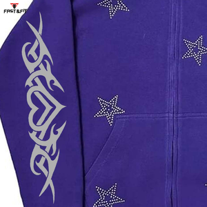 Ropa de calle Anti-pilling transpirable secado rápido cómodo y elegante sudaderas con capucha de diamantes de imitación para mujeres en precio razonable - Product Image 5