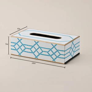 Caja de Pañuelos Metálica Ecológica y Elegante, Pintada a Mano, Decorativa para Interiores, Sala de Estar, Dormitorio, Mesa, Adorno para el Hogar, Estilo Artesanal - Product Image 2