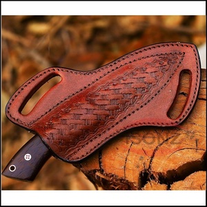 Funda de cuero marrón atractiva hecha a mano para cuchillo, funda de cuchillo grabada para cuchillos de hoja fija. - Product Image 3