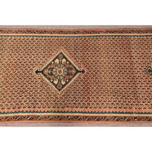Turkish Vintage Rug 2.4x9 ft, <b>Brown</b> Floral <b>Wool</b> Rug - Product Image 4