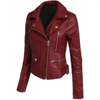 À la mode 2024 femmes vêtements d'extérieur en cuir veste motard moto manteau dames Streetwear fermeture éclair élégant en cuir veste