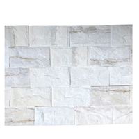 Panel de pared de mármol blanco de diseño moderno, sala de estar apilado para revestimiento de pared, chapa de piedra de cara áspera Natural, decoración de arte de pared