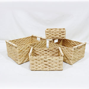 Ensemble de paniers de rangement en jacinthe d'eau Comehome, organisateur tissé avec poignées en bois - Product Image 5