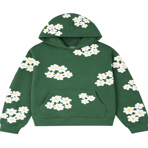 Sudadera con Capucha Extra Grande Unisex Personalizada de Doble Capa con Estampado Floral, Sudadera de Invierno Gruesa 100% Algodón, Diseño Forrado en la Parte Delantera - Product Image 1