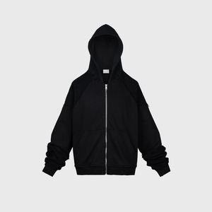 Wholesale Autumn Embroidered Logo Cotton <b>Zip</b> <b>Hooded</b> Pullover Men's Streetwear Acid Washed Heavyweight Zipper Hoodies - Product Image 2