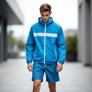 Wholesale High Quality 100% Polyester Woven Four Way Stretch Winter <b>Plus</b> <b>Size</b> Hooded Sportswear Tracksuits for Men Two Pockets - Product Image 1