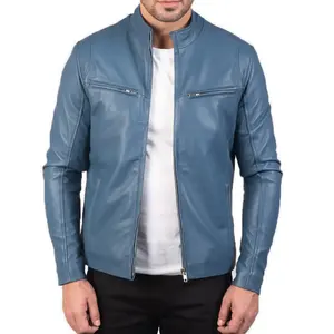 Veste en cuir de mouton véritable la plus vendue avec fermeture éclair mode d'hiver pour hommes et garçons - Product Image 1