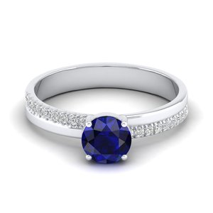 REYES Luxury 14K <b>White</b> <b>Gold</b> Diamond Engagement <b>Ring</b> for Women Wholesale Price 0.84 Carat Blue <b>Sapphire</b> Gemstone Fine Jewelry - Product Image 1