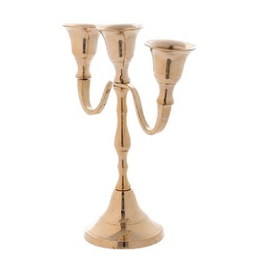 Bougeoir en métal à trois bras en or antique Pièce maîtresse de table en aluminium élégante pour les mariages Festivals de Pâques Décor à la maison - Product Image 3