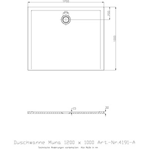 Mineral Cast <b>Shower</b> <b>Tray</b> MUNA 1200x1000x30mm White by HOESCH - Product Image 3