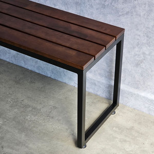 Rubber <b>Wood</b> Patio <b>Bench</b> 120x35cm Powder-Coated Iron Legs Solid <b>Wood</b> GBD025 - Product Image 6