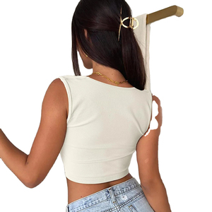 Women Knitted 100% Cotton Solid Color Halter Neck Crop Tank <b>Top</b> Hip Hop Style Tassel & Lace Green - Product Image 3