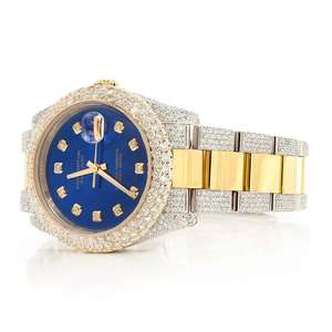 Moda de lujo hecho a mano VVS Clarity Moissanite Diamond Watch relojes de pulsera completamente helados con esfera redonda precio bajo - Product Image 2