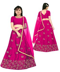 Shoryam Fashion, vêtements ethniques pour filles, lehenga choli rose |   Choli brodé en filet, tenue de fête de mariage indienne, longueur au sol, tout - Product Image 4