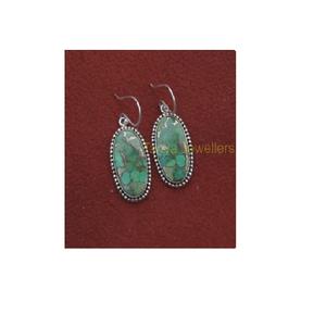 Pendientes de Plata de Ley 925 con Turquesa Verde Cobre, Pendientes Colgantes, Regalo de Turquesa para Mujer - Product Image 1
