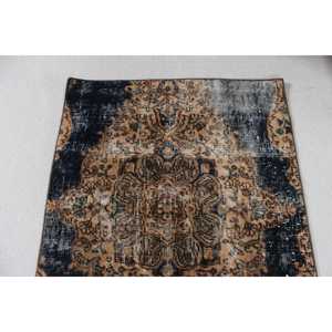 Turkish Small Rug, 2.3x2.4 ft Vintage Rug, <b>Brown</b> <b>Wool</b> Rug - Product Image 5