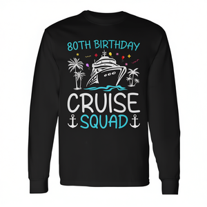Camisetas de manga larga a juego para fiestas, promocionales, para el 80.º cumpleaños, tripulación de crucero 2025, familia - Product Image 2