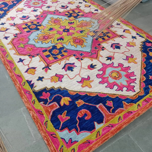 พรมปูพื้นขนาด5x8กลางปรับแต่งได้แบบแอบสแตรกต์ขนแกะตุรกีสีฟ้าเบจสำหรับห้องนอนห้องนั่งเล่นขนาดอื่น - Product Image 1