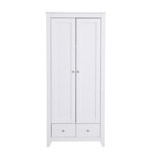 Armario de Diseño Moderno en Color Blanco, con 2 Puertas y 2 Cajones con Bisagras Amortiguadas, Apto para Jóvenes o Adultos - Product Image 1